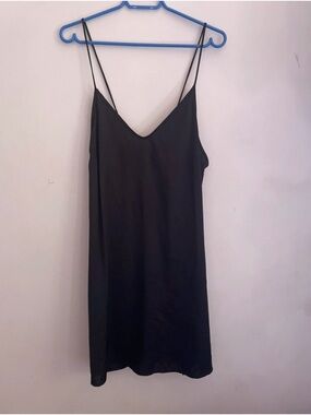stars above Black V-Neck Slip Dress